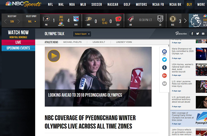 NBC, the U.S. broadcaster of next year’s PyeongChang 2018 Olympic and Paralympic Winter Games, announces its decision to broadcast all its 2018 Winter Games coverage live at the same time across the nation, on March 28 on the NBC Sports website. (Captured from NBC Sports)